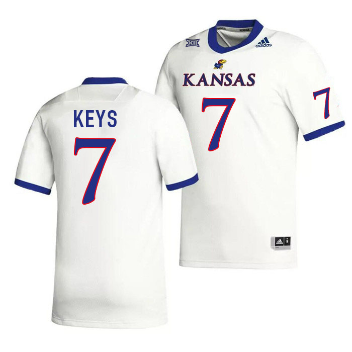Men #7 Gage Keys Kansas Jayhawks College Football Jerseys Stitched Sale-White